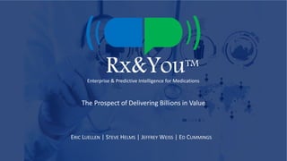 Enterprise & Predictive Intelligence for Medications
Rx&YouTM
The Prospect of Delivering Billions in Value
ERIC LUELLEN | STEVE HELMS | JEFFREY WEISS | ED CUMMINGS
 