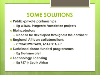 Applying and integrating bioscience innovation for socio-economic development