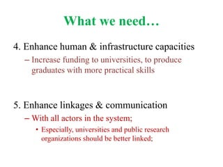 Bioscience innovation system in eastern Africa: Opportunities and challenges