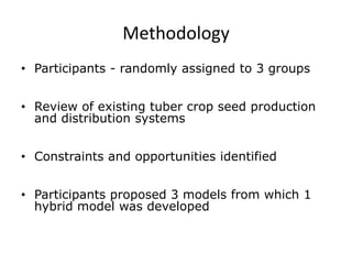 Developing a clean seed delivery system for cassava and sweetpotato in Kenya