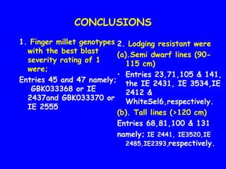 Evaluation of Kenyan finger millet accessions for Blast disease and Striga weed