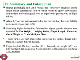 Genetic diversity and traits inheritance in finger millet (Eleusine coracana): Implications for germplasm conservation and strategic breeding for multi-stress tolerant variety  