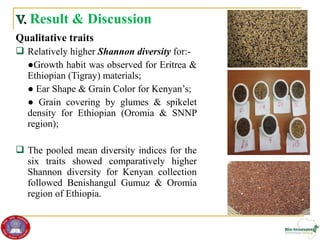 Genetic diversity and traits inheritance in finger millet (Eleusine coracana): Implications for germplasm conservation and strategic breeding for multi-stress tolerant variety  