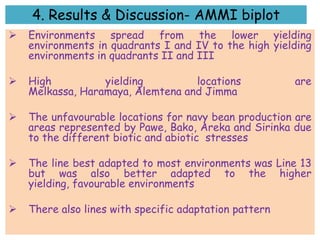 Line by environment interaction, yield stability and grouping of test locations for navy bean variety trial in Ethiopia