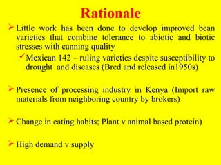 Participatory evaluation of common bean genotypes for adaptation and yield potential in drought-prone areas of Kenya
