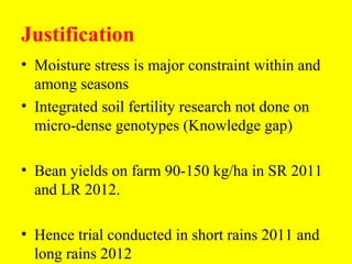 Response of micro-dense bean varieties to fertility and water harvesting technologies in the semi-arid areas of eastern Kenya
