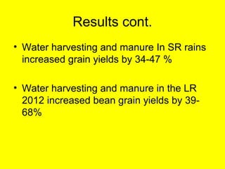 Response of micro-dense bean varieties to fertility and water harvesting technologies in the semi-arid areas of eastern Kenya