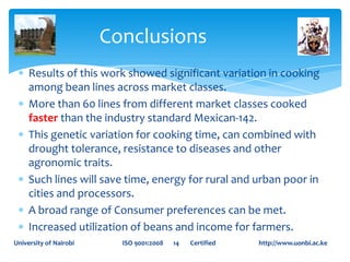Variation and selection for cooking time in drought tolerant canning beans (Phaseolus vulgaris)