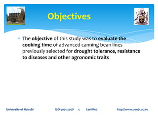 Variation and selection for cooking time in drought tolerant canning beans (Phaseolus vulgaris)
