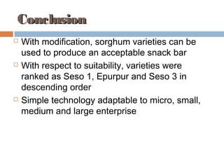 Evaluation of sorghum varieties for the production of snack bars