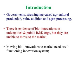 Moving bio-innovations from the laboratory to the market: A comparative study of four bio-innovate technological clusters