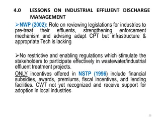 Review of policies and regulatory incentives/disincentives for development and adoption of innovations for industrial effluent management in Tanzania