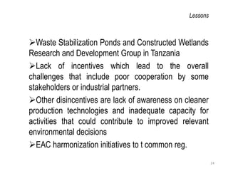 Review of policies and regulatory incentives/disincentives for development and adoption of innovations for industrial effluent management in Tanzania