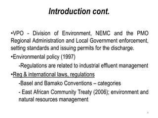 Review of policies and regulatory incentives/disincentives for development and adoption of innovations for industrial effluent management in Tanzania