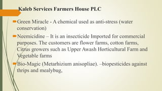 Review of the current status of the development, regulation and use of biopesticides in Ethiopia