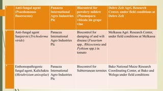 Review of the current status of the development, regulation and use of biopesticides in Ethiopia