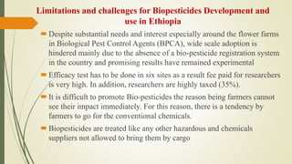Review of the current status of the development, regulation and use of biopesticides in Ethiopia