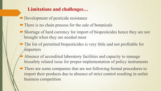 Review of the current status of the development, regulation and use of biopesticides in Ethiopia