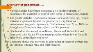 Review of the current status of the development, regulation and use of biopesticides in Ethiopia
