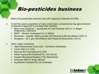 Global trends in the development and use of bio-pesticides 	