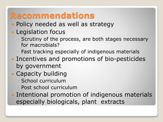 Bio-pesticides development, use and regulation in Kenya