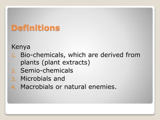Bio-pesticides development, use and regulation in Kenya