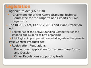 Bio-pesticides development, use and regulation in Kenya