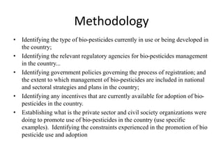 Current status of the development, regulation and use of bio-pesticides in Uganda