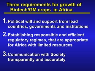 Global status of commercialized biotech/GM crops—Which way for Africa?