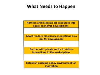 Bio-resources Innovations Network for Eastern African Development: Bio-Innovate Program progress and achievements 