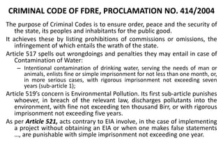 Regulation and policy incentives for innovations in industrial effluents management in Ethiopia