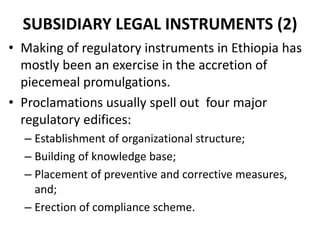 Regulation and policy incentives for innovations in industrial effluents management in Ethiopia