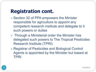 Status of development, registration and use of bio-pesticides in Tanzania
