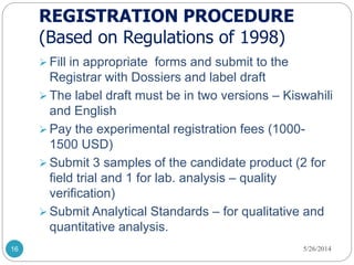 Status of development, registration and use of bio-pesticides in Tanzania