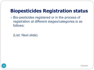 Status of development, registration and use of bio-pesticides in Tanzania