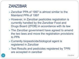 Status of development, registration and use of bio-pesticides in Tanzania