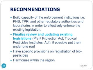 Status of development, registration and use of bio-pesticides in Tanzania