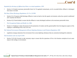 Review of policies, regulations and standards and incentives/disincentives for adoption of new effluent management technologies in the agro process industry in Uganda