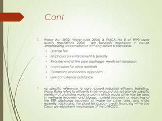 Policy and legislative environment for value addition for agro-based industrial effluents in Kenya