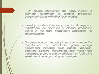 Policy and legislative environment for value addition for agro-based industrial effluents in Kenya