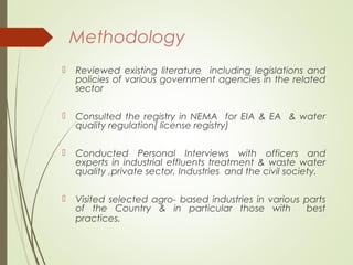 Policy and legislative environment for value addition for agro-based industrial effluents in Kenya