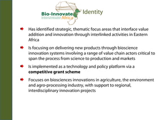 Delivering biosciences innovations to the market place: Bio-Innovate program strategy