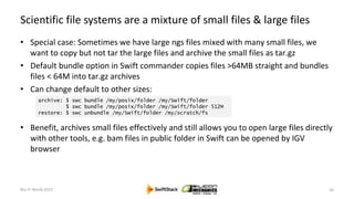 Scientific file systems are a mixture of small files & large files
• Special case: Sometimes we have large ngs files mixed...