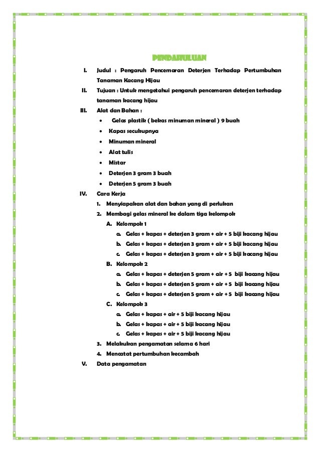 Laporan Praktikum Pengaruh Deterjen Terhadap Perkecambahan