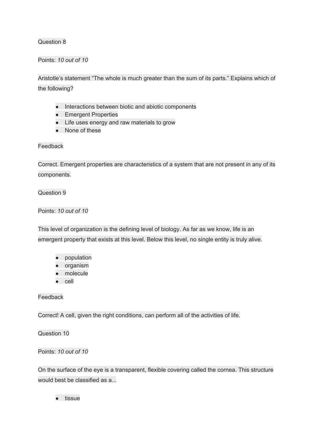 BIOL 103 INTRODUCTION TO BIOLOGY QUIZ | PDF
