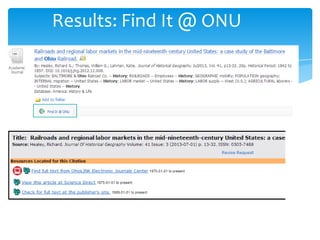 Results: Find It @ ONU
 