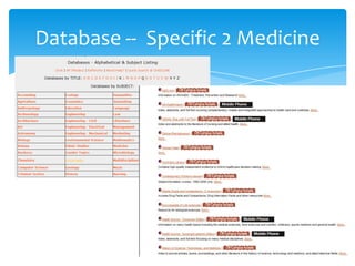 Database -- Specific 2 Medicine
 