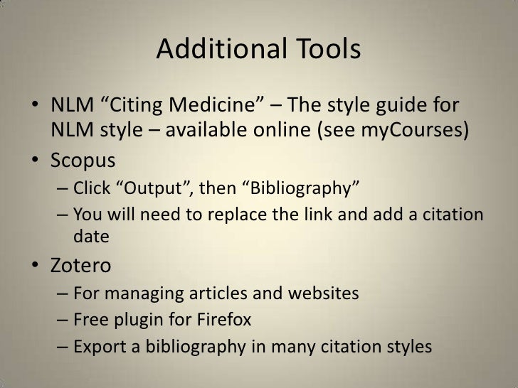 Biol 342 Citing Sources NLM Style Bibliographies and InText Cita…