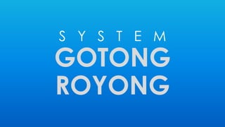 S Y S T E M 
GOTONG 
ROYONG 
 