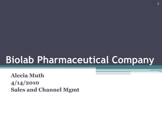 Biolab Pharmaceutical Company AleciaMuth 4/14/2010 Sales and Channel Mgmt 1 
